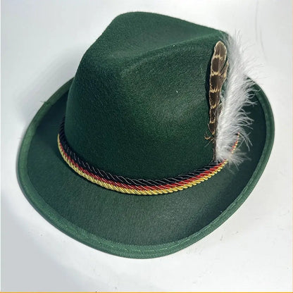 Men’s Traditional Bavarian Hat – Feather-Trimmed Festival Headwear for Oktoberfest Wear
