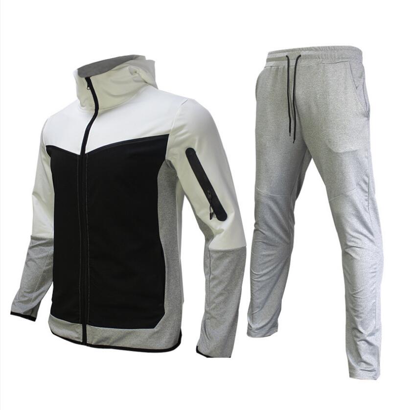 Men’s Performance Two-Piece Tracksuit – Hooded Zip-Up Jacket with Tapered Drawstring Jogger Trousers