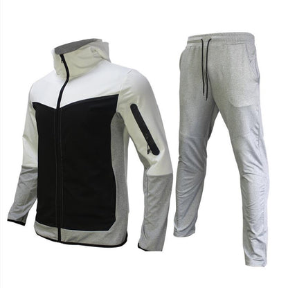 Men’s Performance Two-Piece Tracksuit – Hooded Zip-Up Jacket with Tapered Drawstring Jogger Trousers