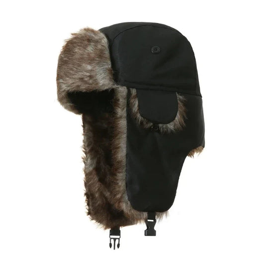 Unisex Faux-Fur Trapper Hat – Insulated Aviator Cap with Extended Ear Flaps and Chin Strap