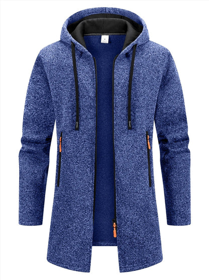 Men’s Longline Zip-Up Hoodie – Relaxed Hooded Sweatshirt Jacket for Winter Layering