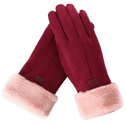Women’s Soft Touchscreen Winter Gloves – Plush-Cuff Full-Finger Warm Outdoor Gloves for Everyday Cold-Weather Wear