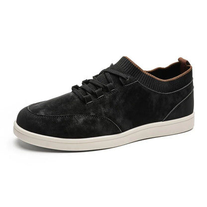 Men’s Sock-Collar Sneakers – Vintage-Effect Lace-Up Shoes for Urban Daily Wear