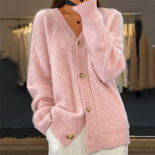 Women’s Button-Front Cable Knit Cardigan – Soft Layer for Cool-Weather Everyday Wear
