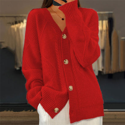 Women’s Button-Front Cable Knit Cardigan – Soft Layer for Cool-Weather Everyday Wear
