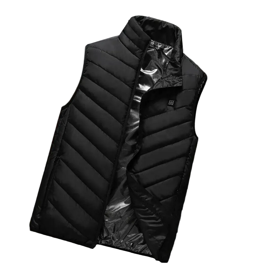 Men’s Heated Puffer Vest – Lightweight Quilted Bodywarmer with Three Heat Settings and Multiple Heating Zones