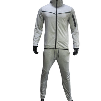 Men’s Wind-Resistant Tracksuit Set – Hooded Zip-Up Jacket and Tapered Training Trousers for Sport and Leisure