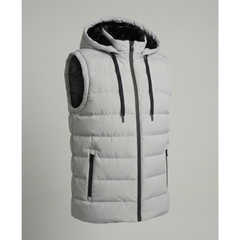 Men’s Quilted Hooded Puffer Vest – Fleece-Lined Bodywarmer with Zip Pockets for Cold-Weather Layering