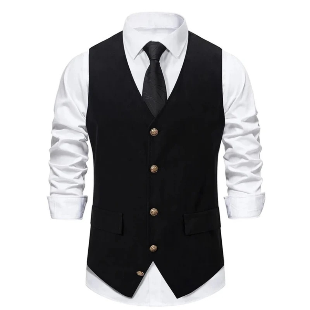 Men’s Buttoned Traditional Waistcoat – Refined Heritage Layer for Festivals and Formal Events