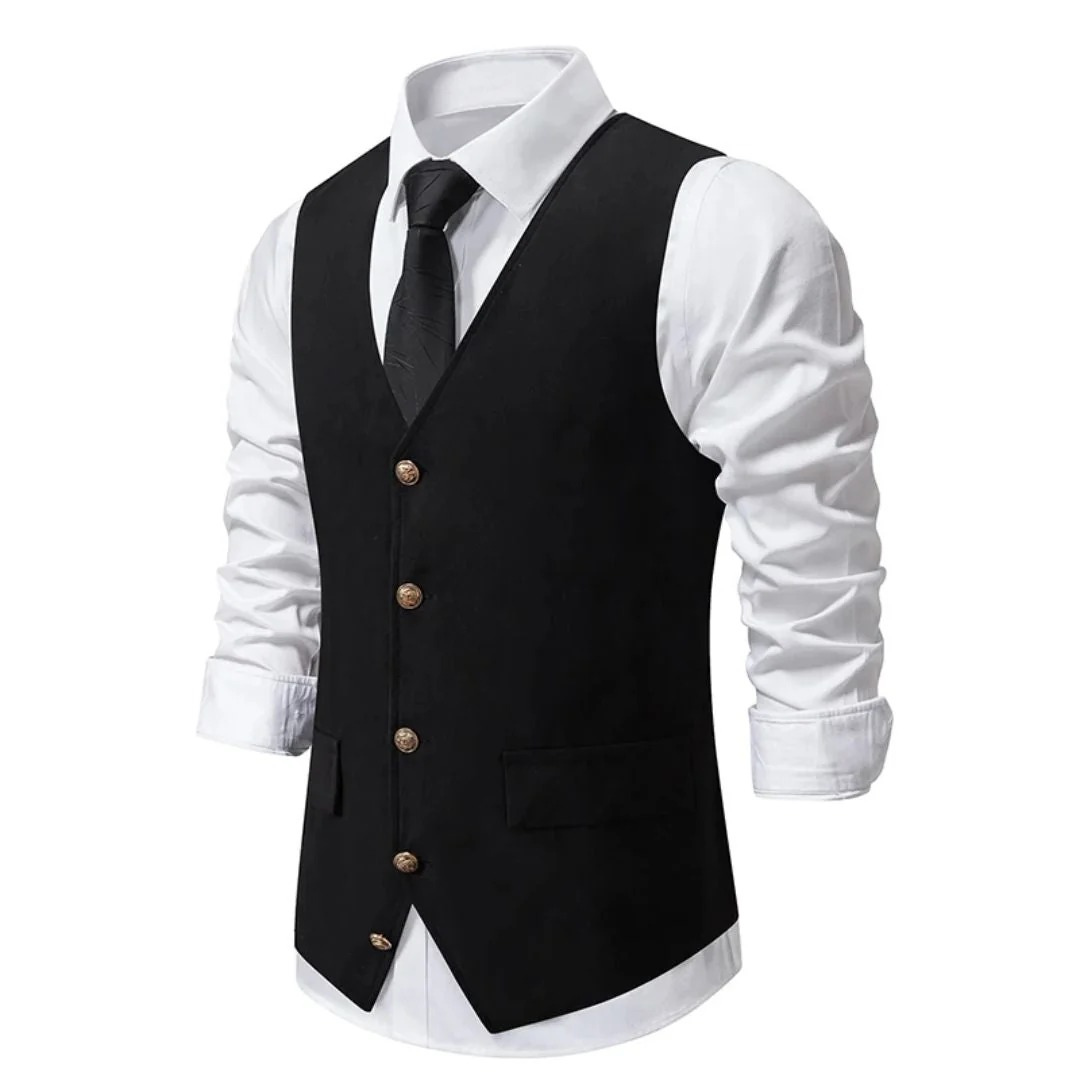 Men’s Buttoned Traditional Waistcoat – Refined Heritage Layer for Festivals and Formal Events