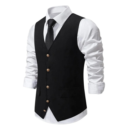 Men’s Buttoned Traditional Waistcoat – Refined Heritage Layer for Festivals and Formal Events