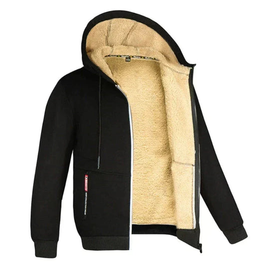 Men’s Wool-Lined Hooded Winter Jacket – Warm Zip-Up Layer for Everyday Cold-Weather Comfort