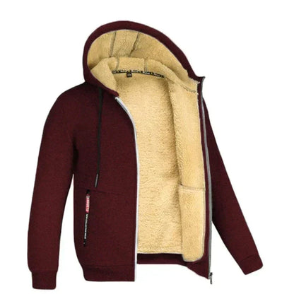 Men’s Wool-Lined Hooded Winter Jacket – Warm Zip-Up Layer for Everyday Cold-Weather Comfort