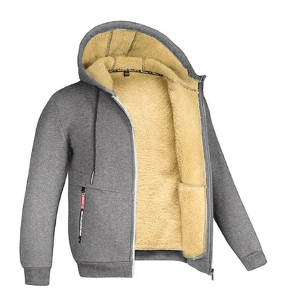 Men’s Wool-Lined Hooded Winter Jacket – Warm Zip-Up Layer for Everyday Cold-Weather Comfort