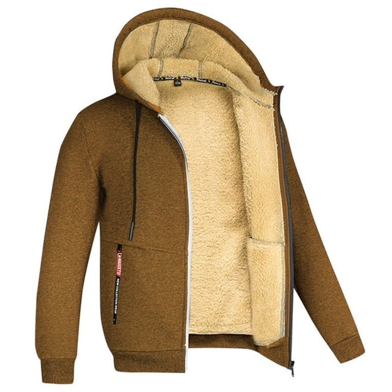 Men’s Wool-Lined Hooded Winter Jacket – Warm Zip-Up Layer for Everyday Cold-Weather Comfort
