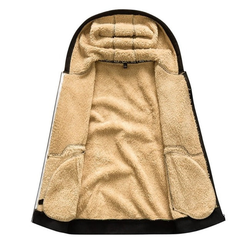 Men’s Wool-Lined Hooded Winter Jacket – Warm Zip-Up Layer for Everyday Cold-Weather Comfort