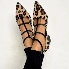 Women’s Pointed-Toe T-Bar Pumps – Low Block Heel Shoes for Smart Casual Wear