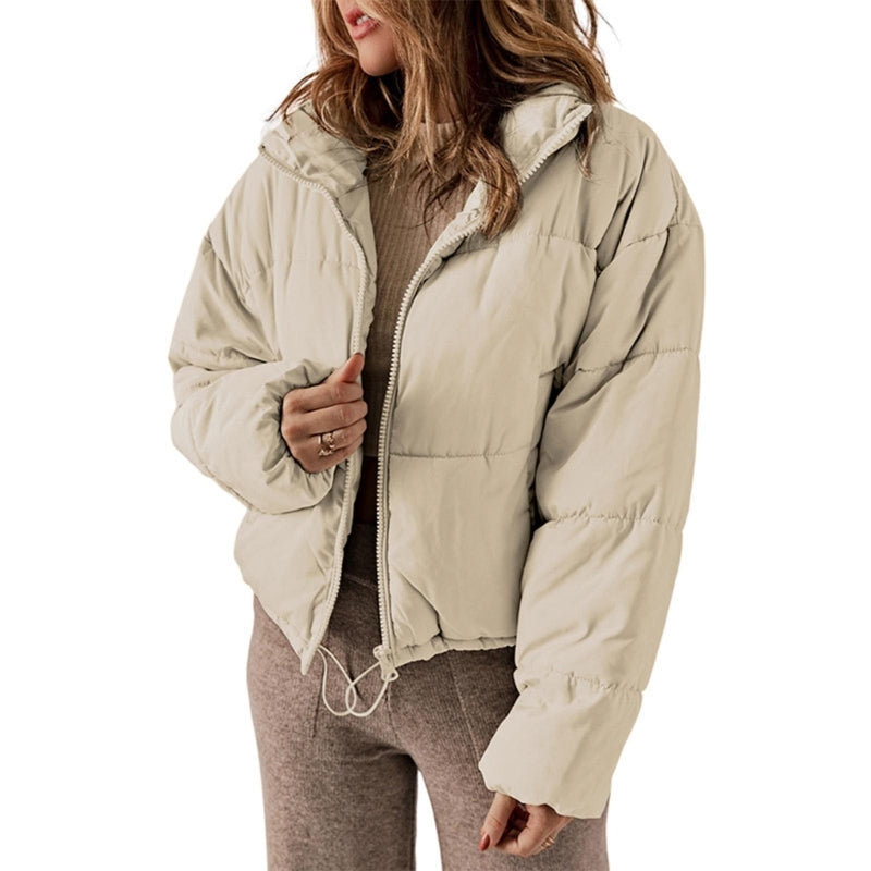 Women’s Quilted Puffer Jacket – Relaxed High-Collar Layer for Casual Winter Dressing