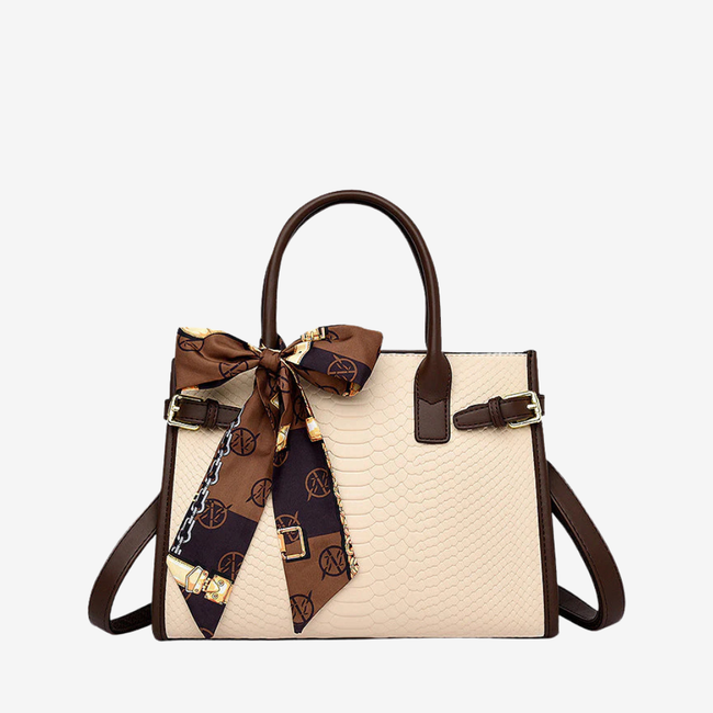 Women’s Croc-Embossed Faux Leather Handbag – Structured Multi-Compartment Style for Work and Everyday Wear