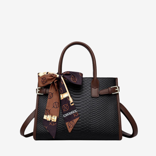 Women’s Croc-Embossed Faux Leather Handbag – Structured Multi-Compartment Style for Work and Everyday Wear