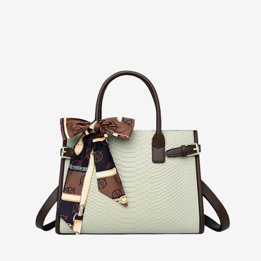 Women’s Croc-Embossed Faux Leather Handbag – Structured Multi-Compartment Style for Work and Everyday Wear