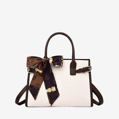Women’s Croc-Embossed Faux Leather Handbag – Structured Multi-Compartment Style for Work and Everyday Wear