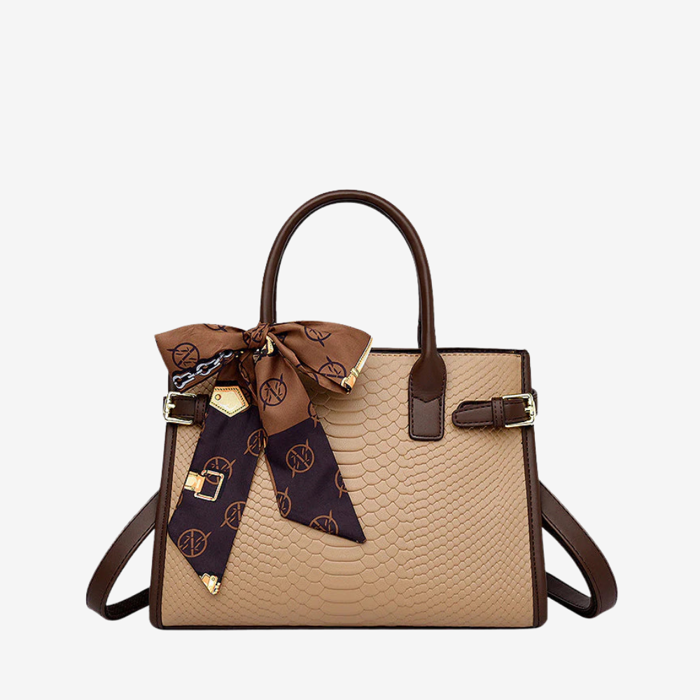 Women’s Croc-Embossed Faux Leather Handbag – Structured Multi-Compartment Style for Work and Everyday Wear