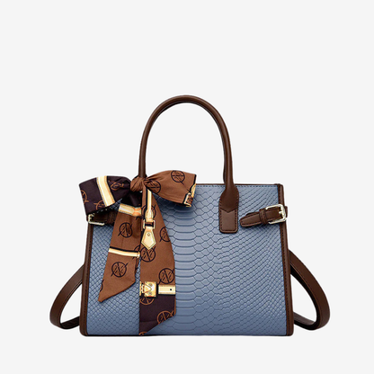 Women’s Croc-Embossed Faux Leather Handbag – Structured Multi-Compartment Style for Work and Everyday Wear