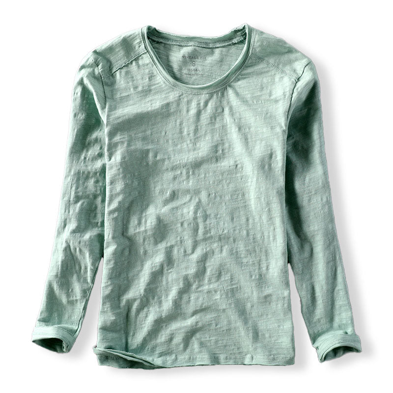 Men’s Long-Sleeve Top – Crew Neck with Fine Textured Surface