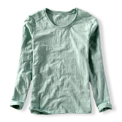 Men’s Long-Sleeve Top – Crew Neck with Fine Textured Surface