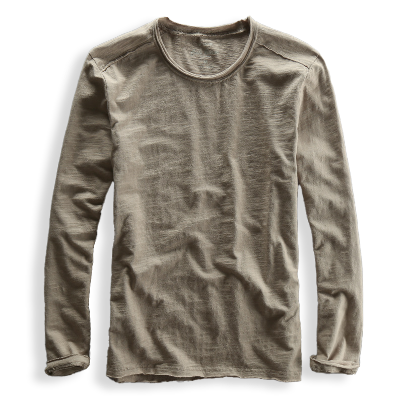 Men’s Long-Sleeve Top – Crew Neck with Fine Textured Surface