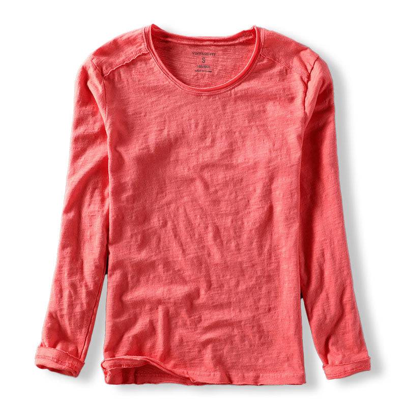 Men’s Long-Sleeve Top – Crew Neck with Fine Textured Surface