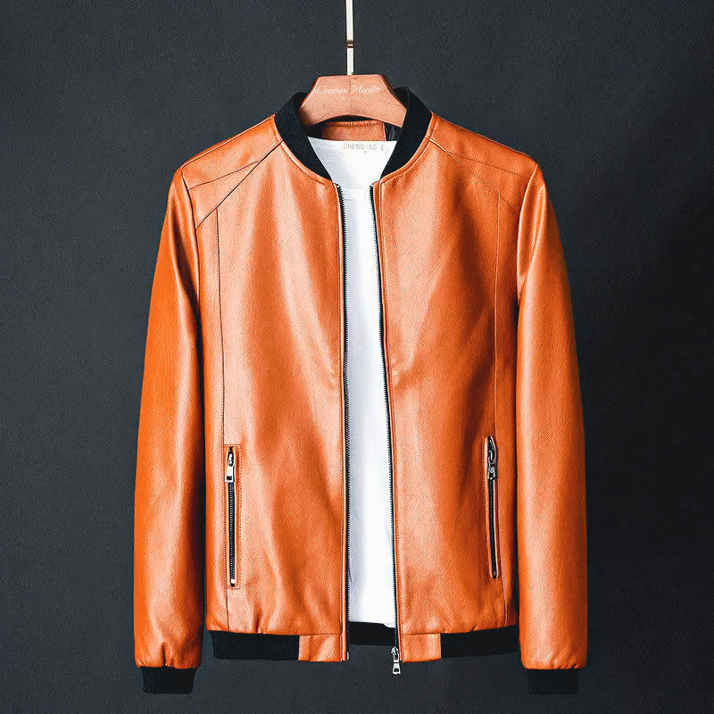 Men’s PU Leather Bomber Jacket – Sleek Zip-Up Layer for Smart Casual Wear