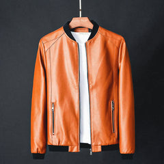 Men’s PU Leather Bomber Jacket – Sleek Zip-Up Layer for Smart Casual Wear