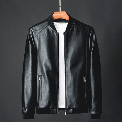 Men’s PU Leather Bomber Jacket – Sleek Zip-Up Layer for Smart Casual Wear