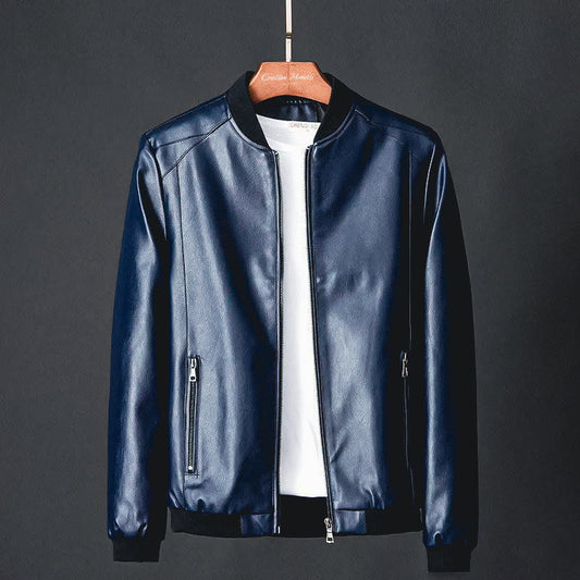Men’s PU Leather Bomber Jacket – Sleek Zip-Up Layer for Smart Casual Wear