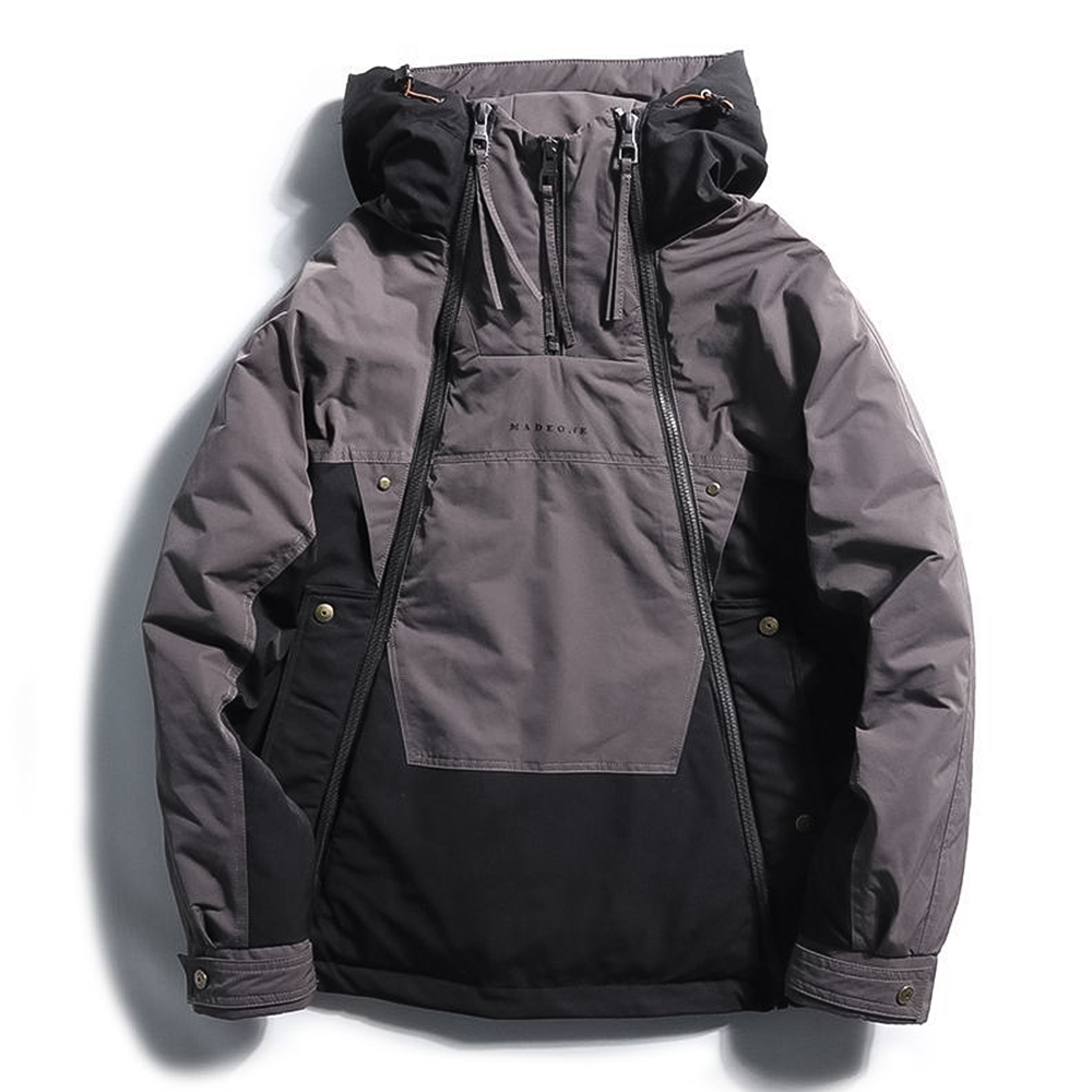 Men’s Waterproof Hooded Down Anorak Jacket – Windproof Hardshell Layer for Outdoor Winter Wear