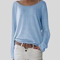 Women’s Knitted Jumper – Wide Boat Neck in Fine Stretch Knit