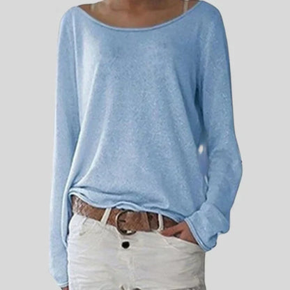 Women’s Knitted Jumper – Wide Boat Neck in Fine Stretch Knit