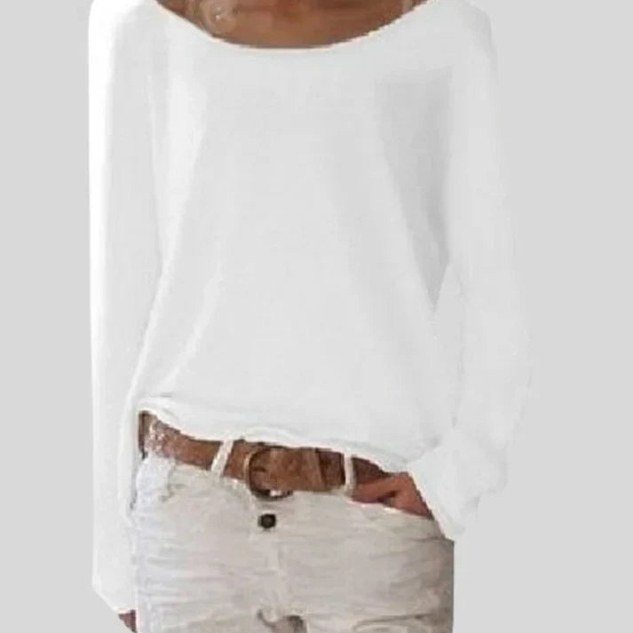 Women’s Knitted Jumper – Wide Boat Neck in Fine Stretch Knit