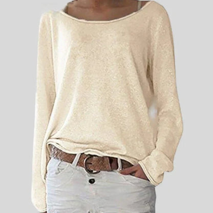 Women’s Knitted Jumper – Wide Boat Neck in Fine Stretch Knit