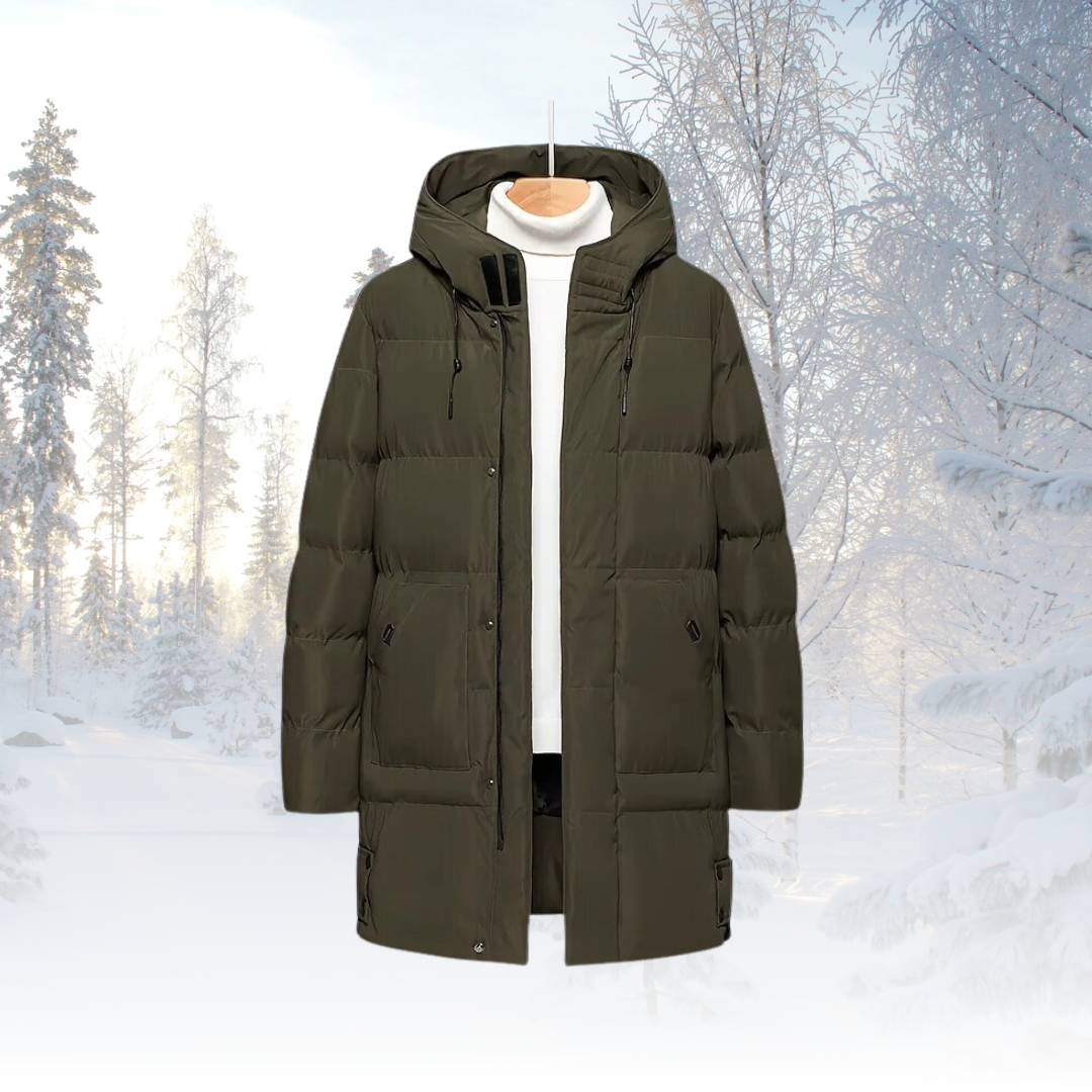 Men’s Longline Hooded Puffer Coat – Insulated Weather-Resistant Layer for Winter Wear
