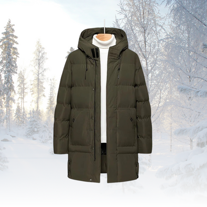 Men’s Longline Hooded Puffer Coat – Insulated Weather-Resistant Layer for Winter Wear