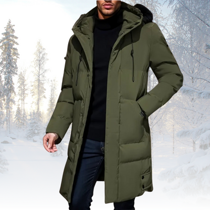 Men’s Longline Hooded Puffer Coat – Insulated Weather-Resistant Layer for Winter Wear