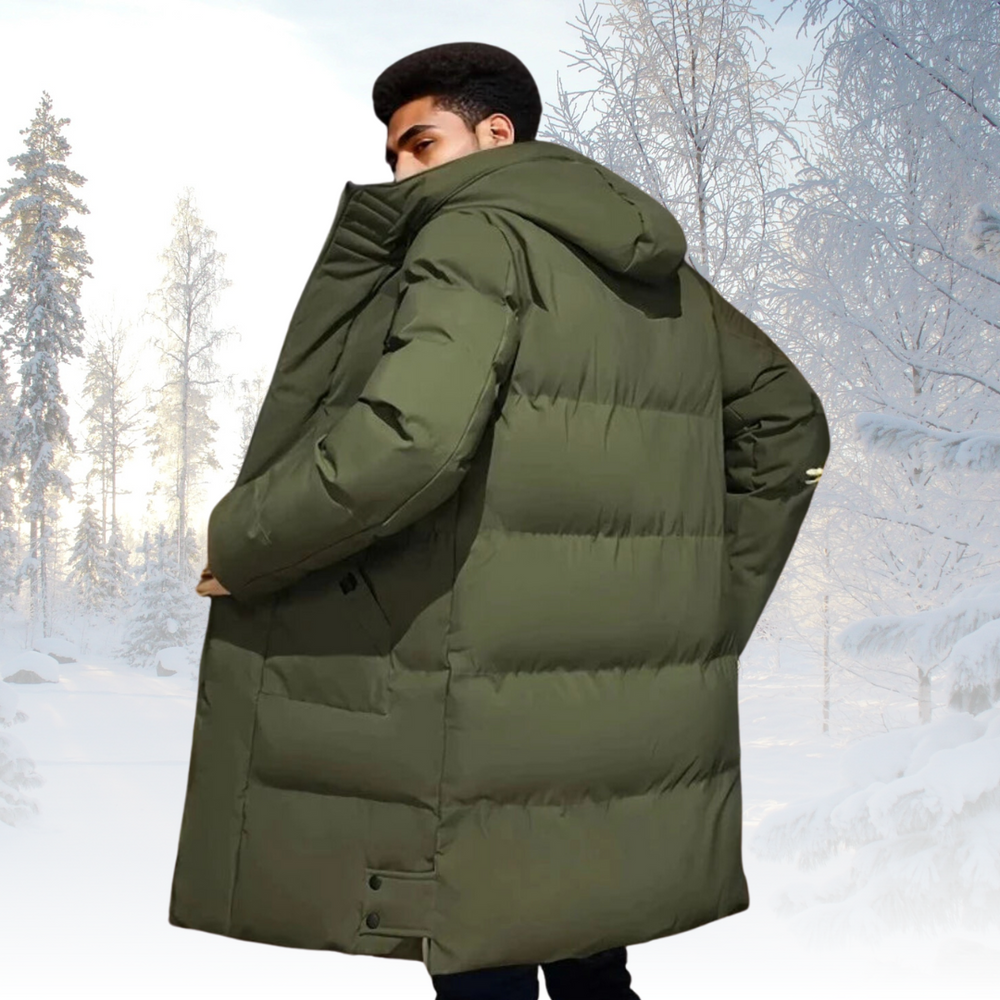 Men’s Longline Hooded Puffer Coat – Insulated Weather-Resistant Layer for Winter Wear