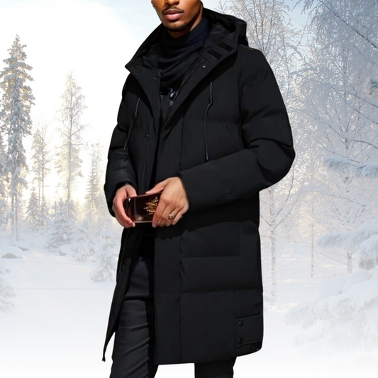 Men’s Longline Hooded Puffer Coat – Insulated Weather-Resistant Layer for Winter Wear