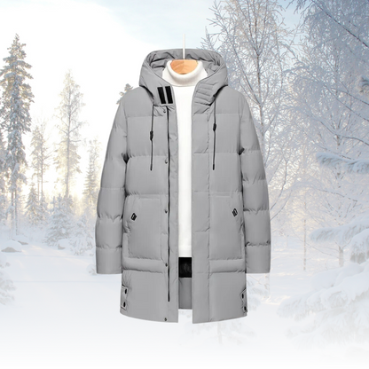 Men’s Longline Hooded Puffer Coat – Insulated Weather-Resistant Layer for Winter Wear