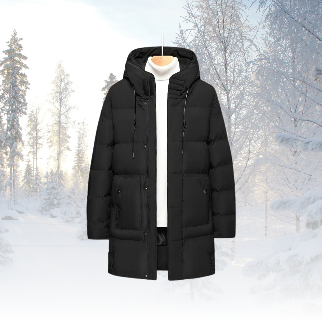 Men’s Longline Hooded Puffer Coat – Insulated Weather-Resistant Layer for Winter Wear