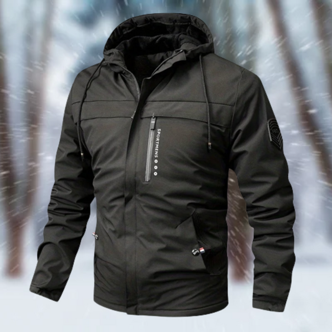 Men’s Water-Resistant Hooded Winter Jacket – Multi-Pocket Weatherproof Layer for Everyday Cold-Season Wear