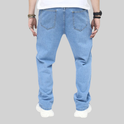 Men’s Butterfly-Embroidered Straight-Leg Jeans – Vintage Denim for Casual Streetwear